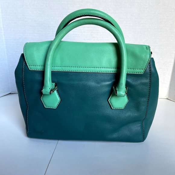 Kate Spade colorblock emerald satchel Catherine Street Joanie green leather cros - Picture 4 of 10